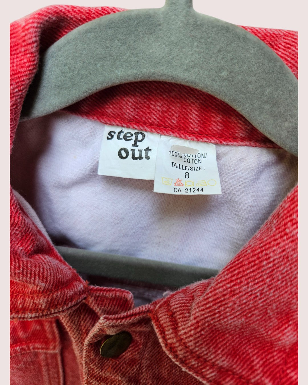 Vintage red denim jeans and matching jacket Size 6-8