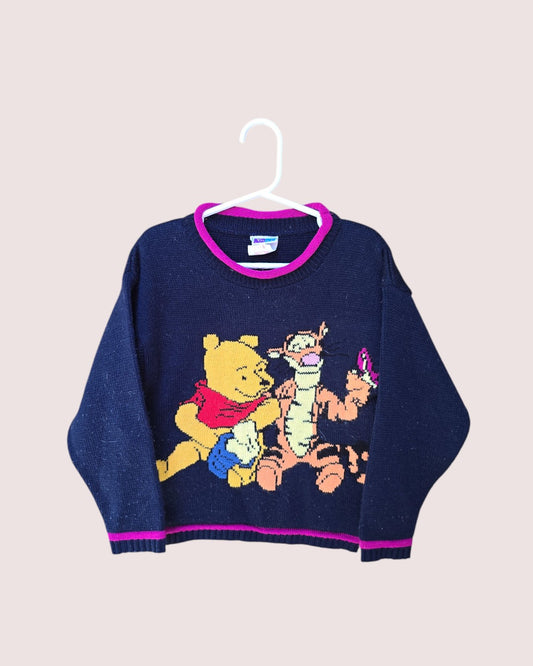 Vintage Disney Pooh and Tigger knit sweater with roll collar Tagged 6Y