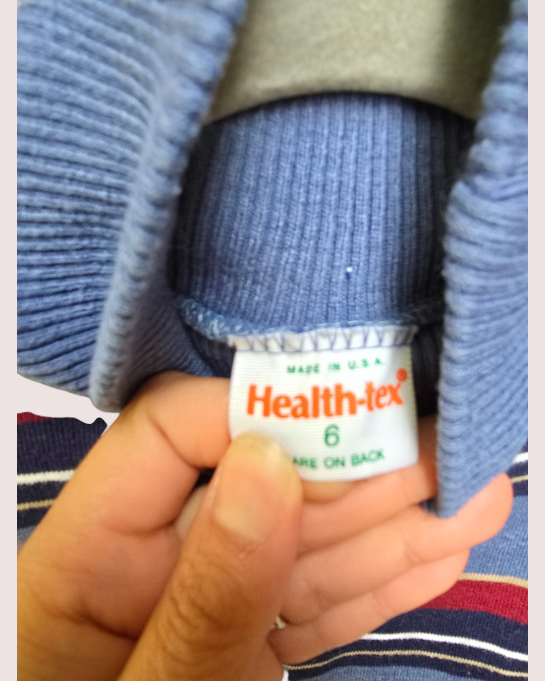 Vintage Health Text striped turtleneck Size 6, best fit 4-5T