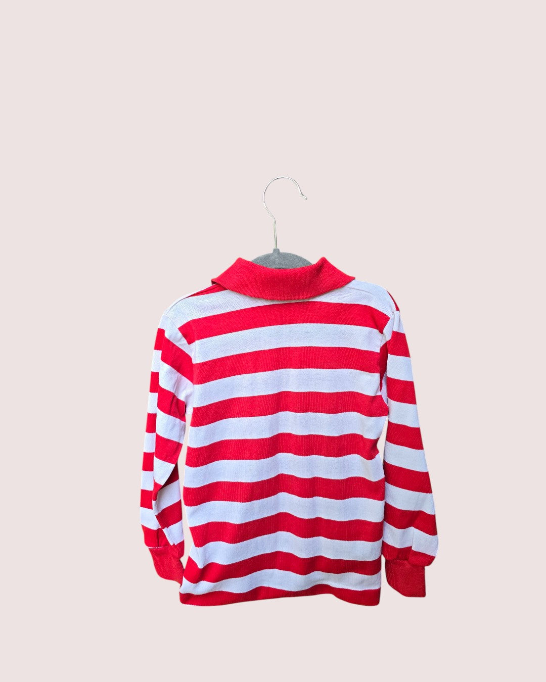 Vintage Health Tex single stitched striped long sleeve polo Tagged 8, best for 6-7Y