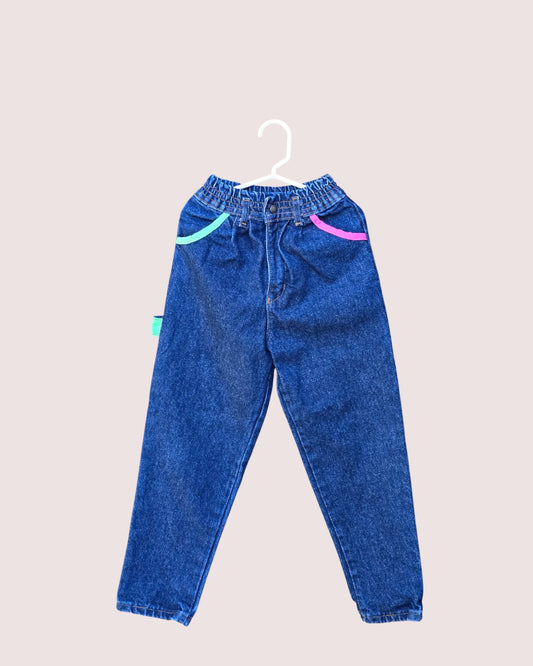 Vintage Fame Wear neon accent jeans Tagged 6