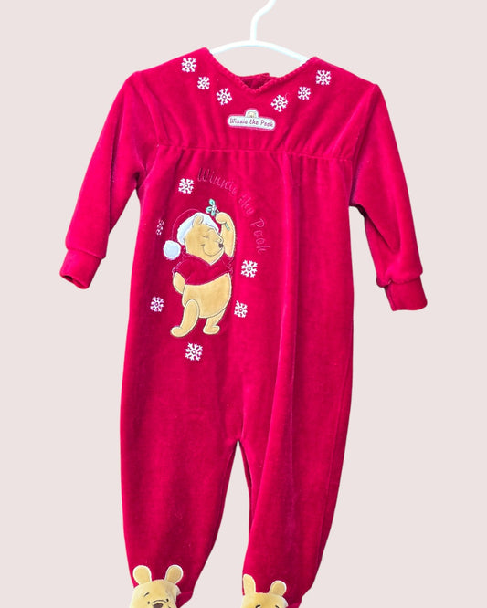 NWT Disney Pooh velour sleeper/romper Tagged 6-12m