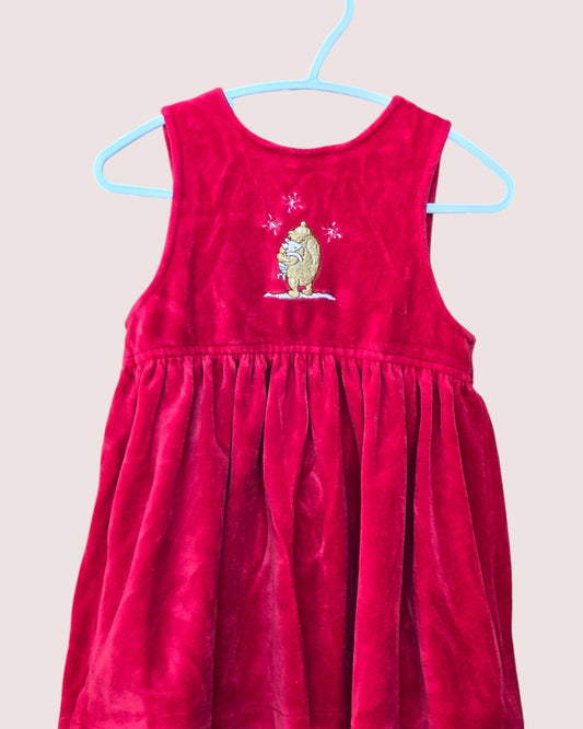 Vintage Pooh and Piglet velour holiday dress 18-24M