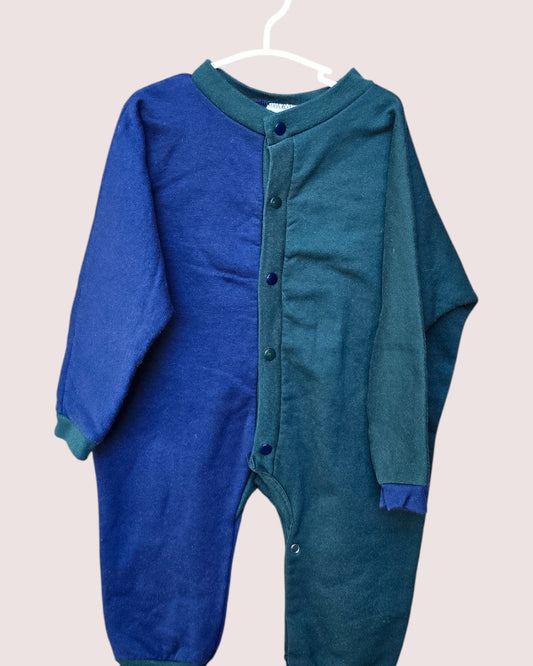 Vintage colourblock sleeper/romper 12-18m