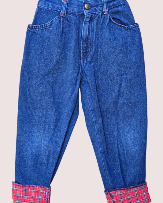 Vintage Oshkosh jeans with red plaid detailing Size 4S