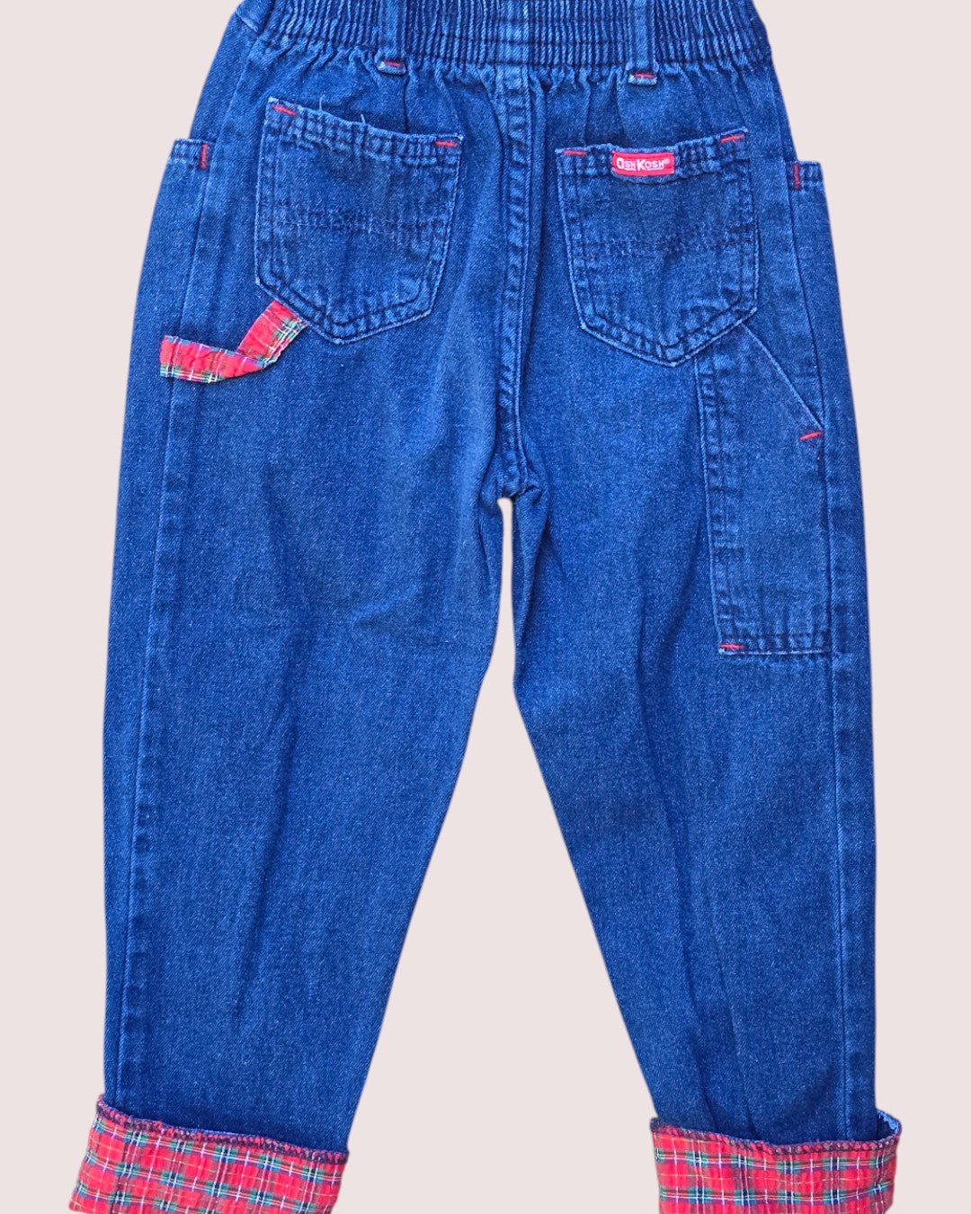 Vintage Oshkosh jeans with red plaid detailing Size 4S