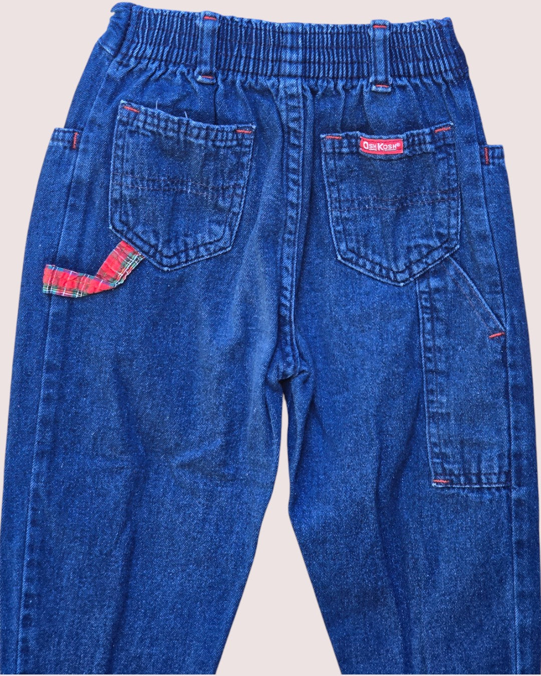 Vintage Oshkosh jeans with red plaid detailing Size 4S