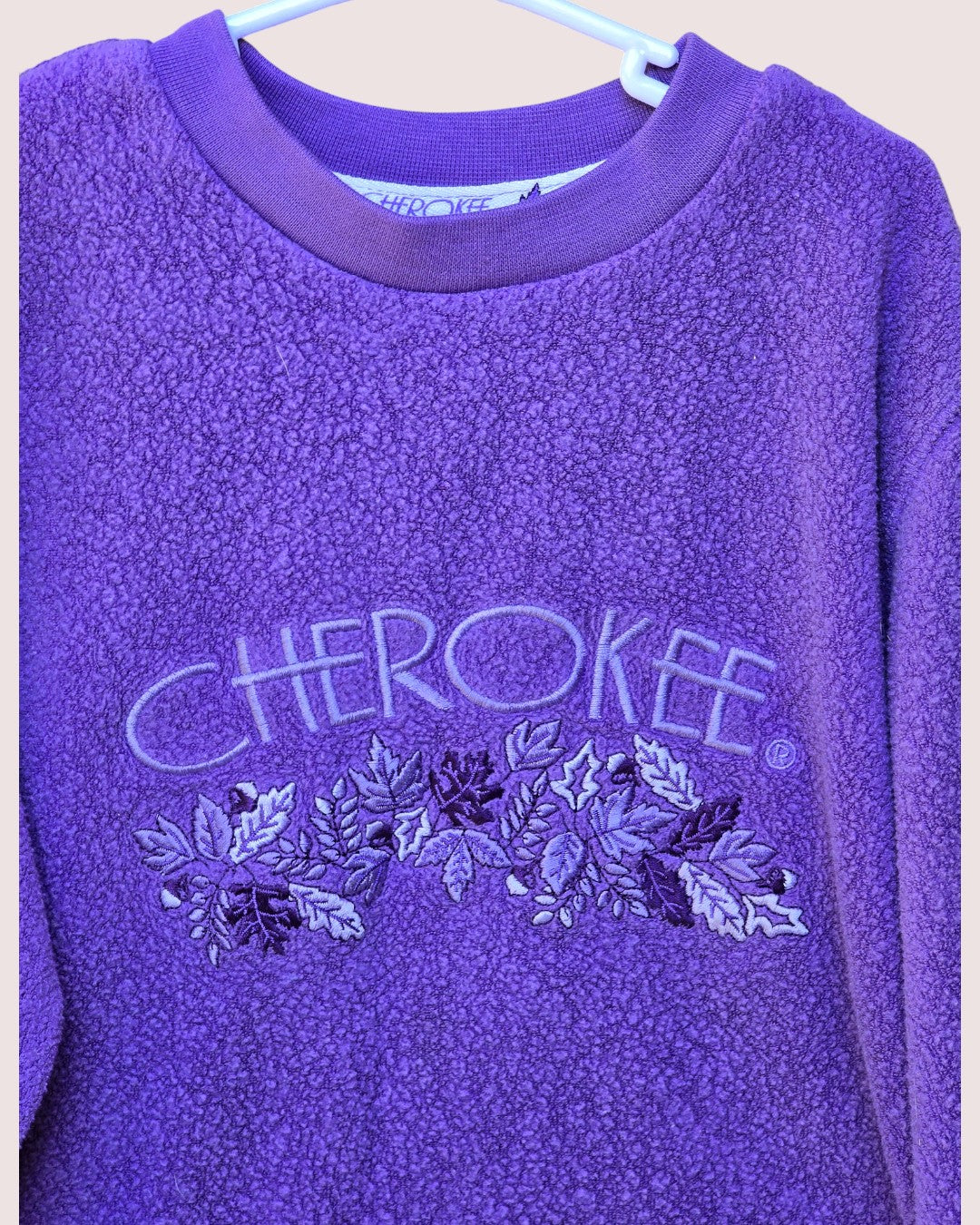 Vintage Cherokee terry crewneck with fall leaves embroidery approx 4-6