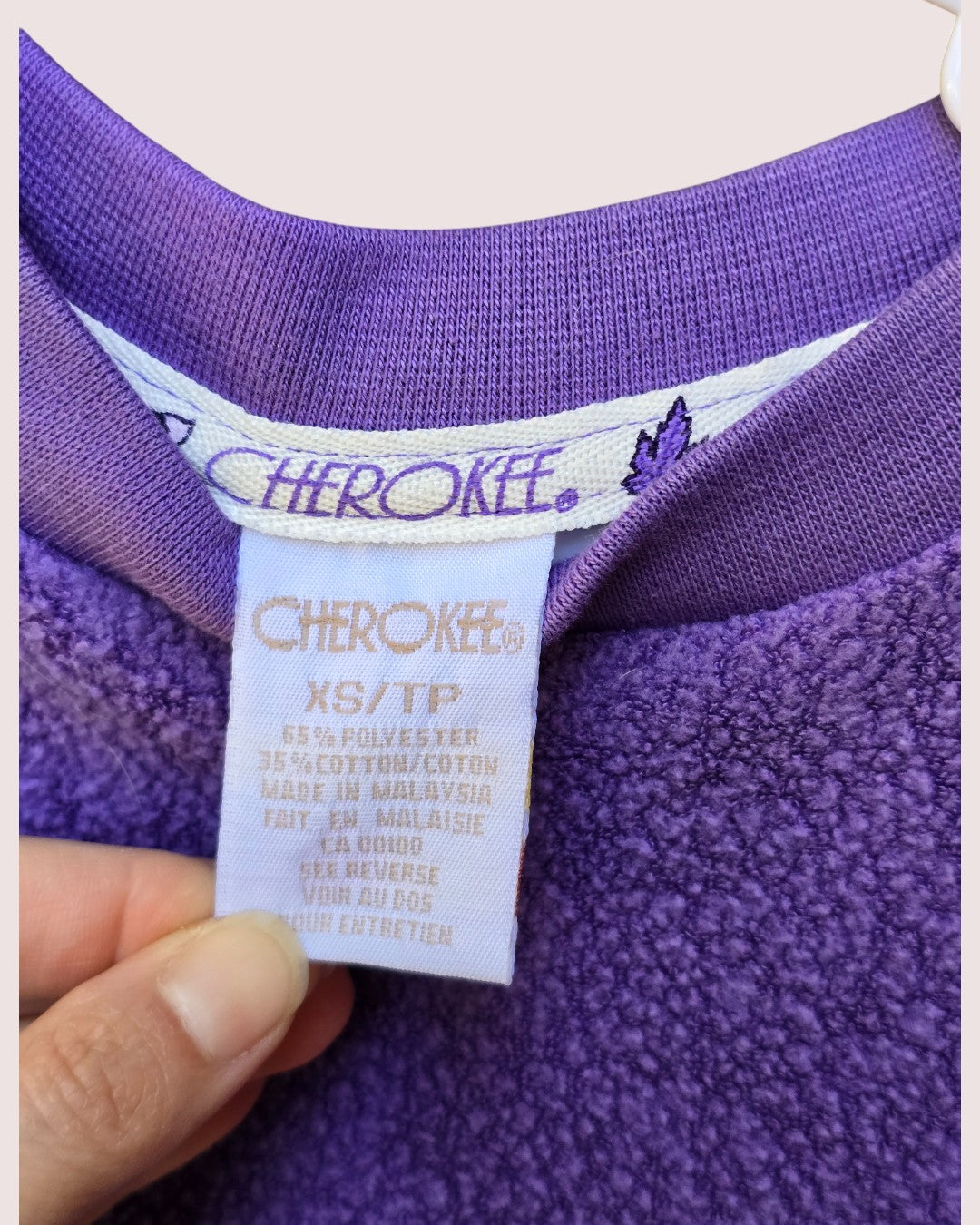 Vintage Cherokee terry crewneck with fall leaves embroidery approx 4-6