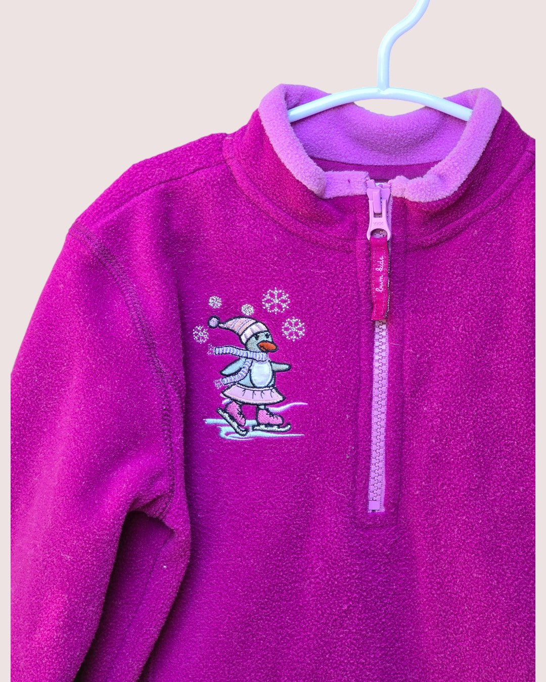 Vintage BUM Equipment 1/4 zip fleece with embroidered penguins Tagged 3x