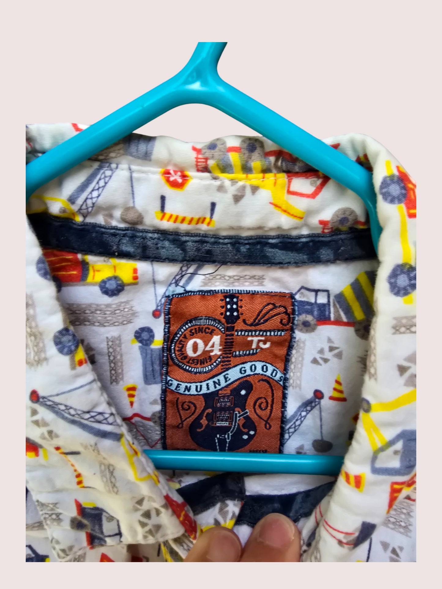 Construction vehicle long sleeve button up shirt Size 8