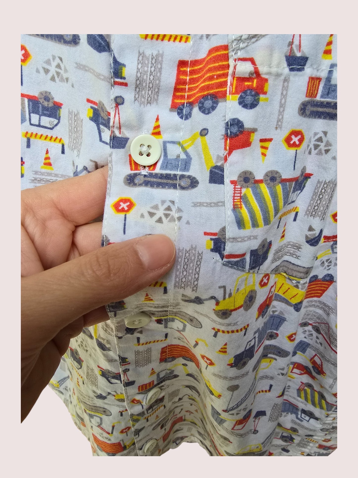 Construction vehicle long sleeve button up shirt Size 8