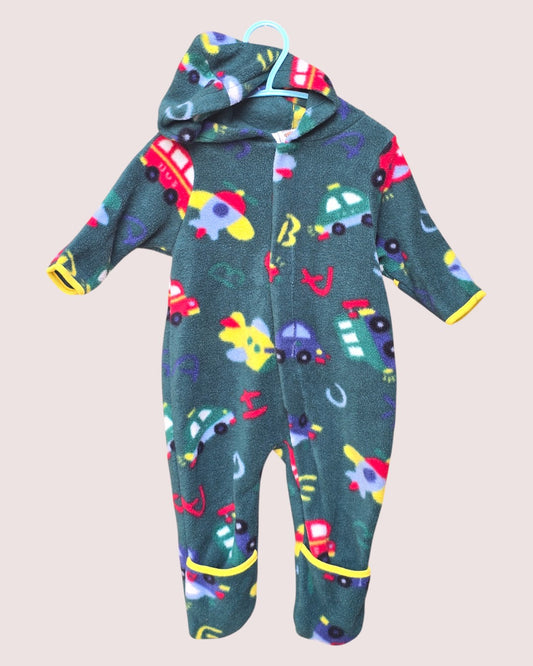 Vintage Teddys Choice vehicles fleece hooded bunting 12-18m