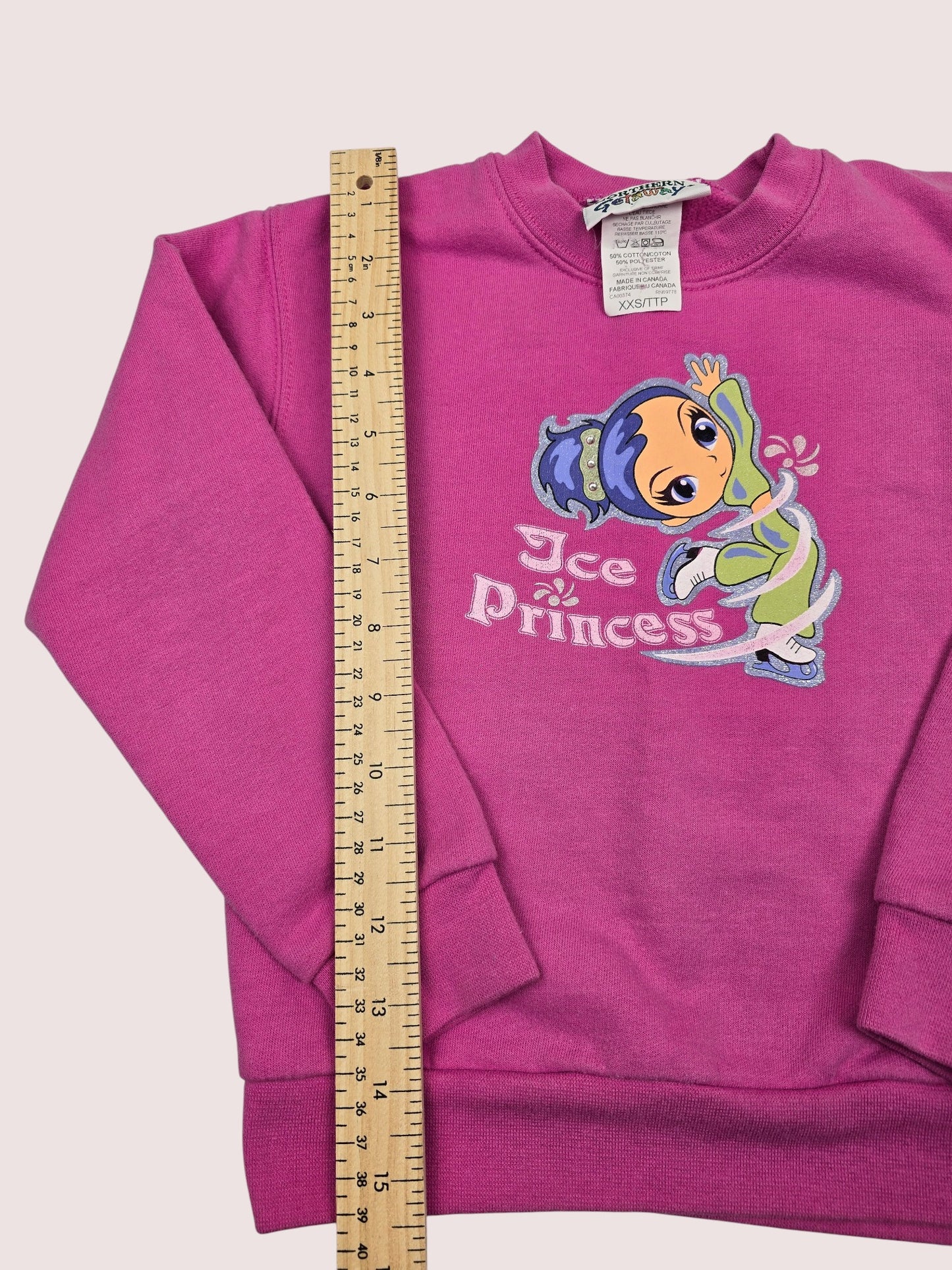 Vintage Northern Getaway Ice Princess crewneck with sparkle graphic and rhinestone details 2-4T