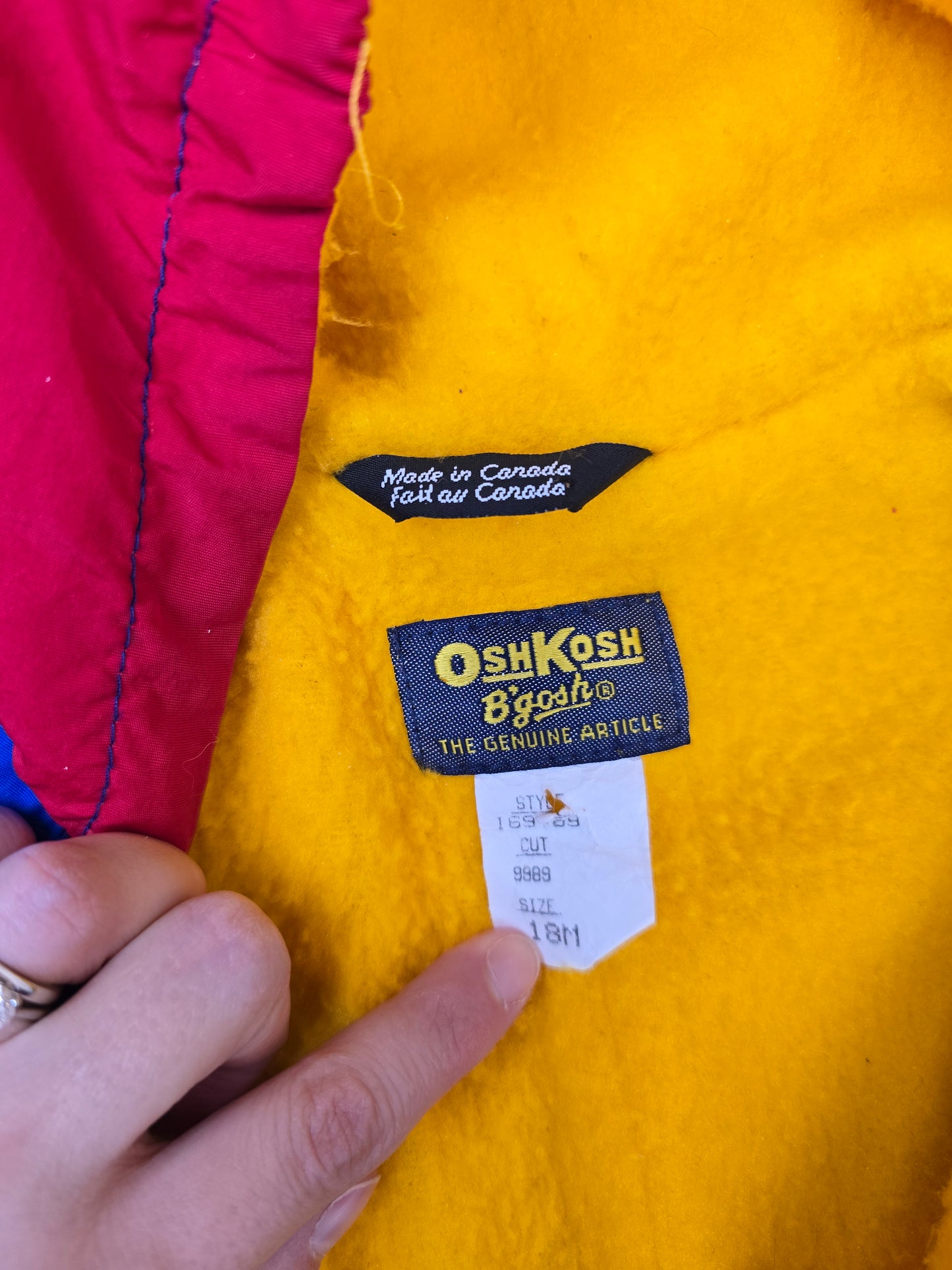 Vintage Oshkosh fleece lined snowsuit 18M