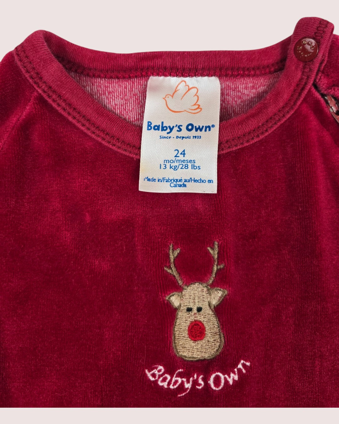 Vintage baby's own velvet holiday sleeper 24m