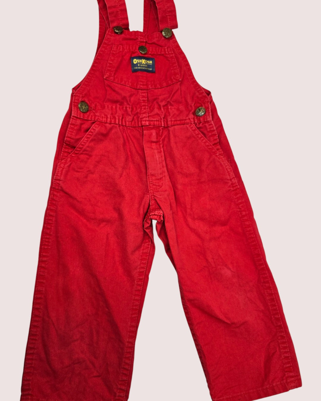Vintage Oshkosh red overalls Tagged 3 STS 18" best for up to 2T