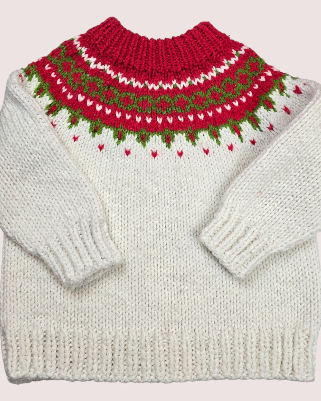Handknit fair isle sweater Approx 4-6Y