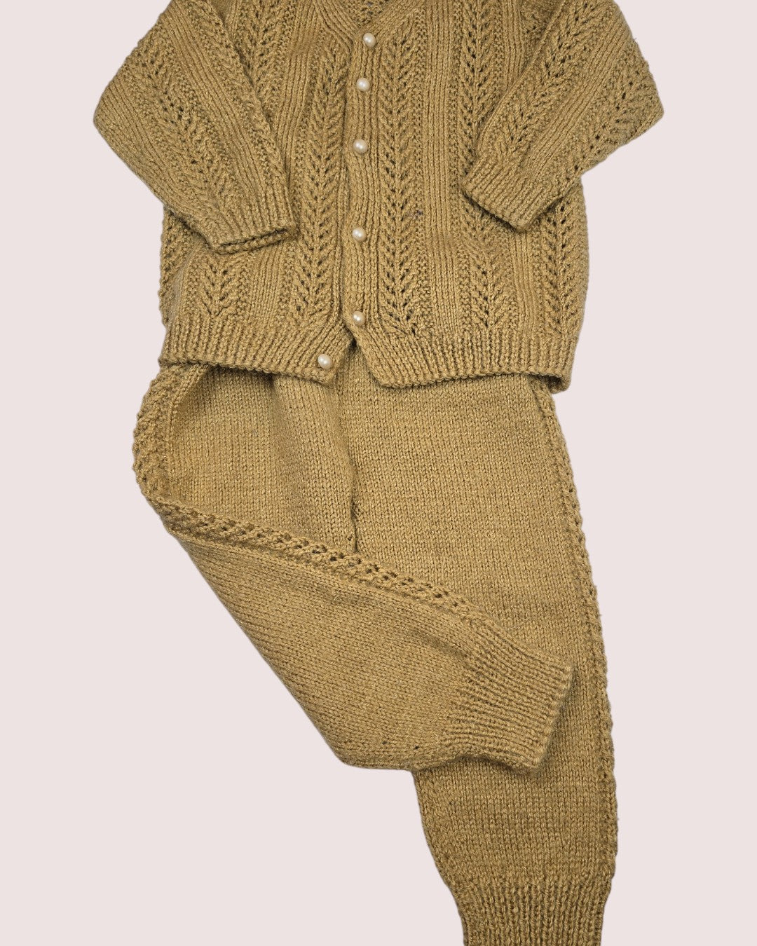 Handknit overall and cardigan set 2T