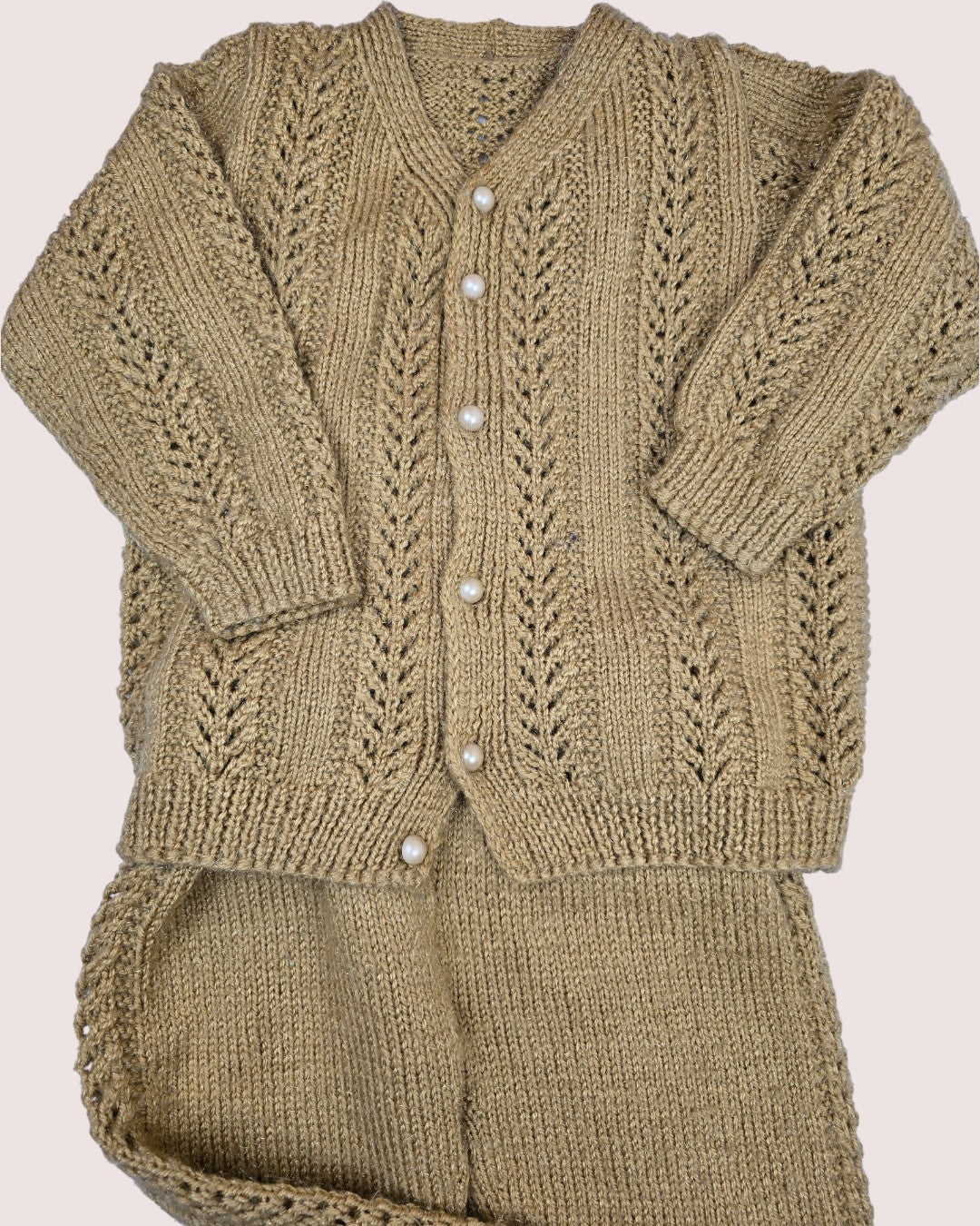 Handknit overall and cardigan set 2T