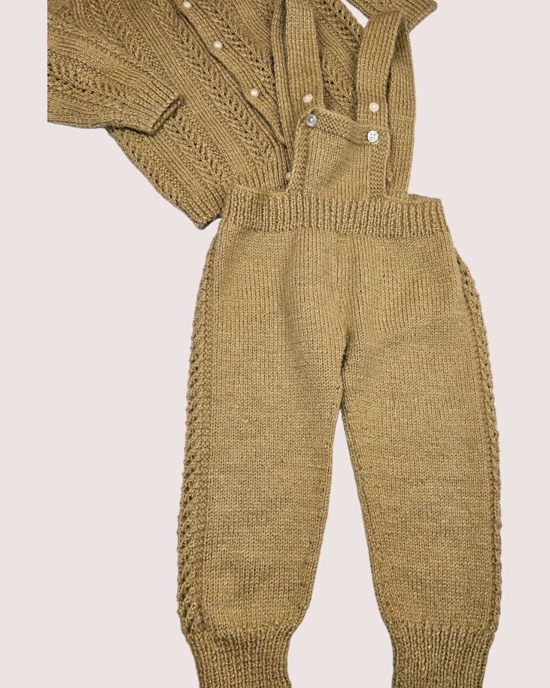 Handknit overall and cardigan set 2T