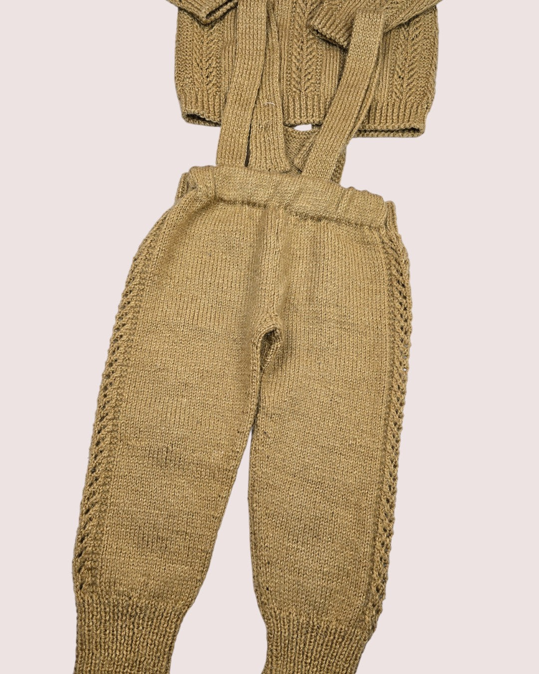 Handknit overall and cardigan set 2T