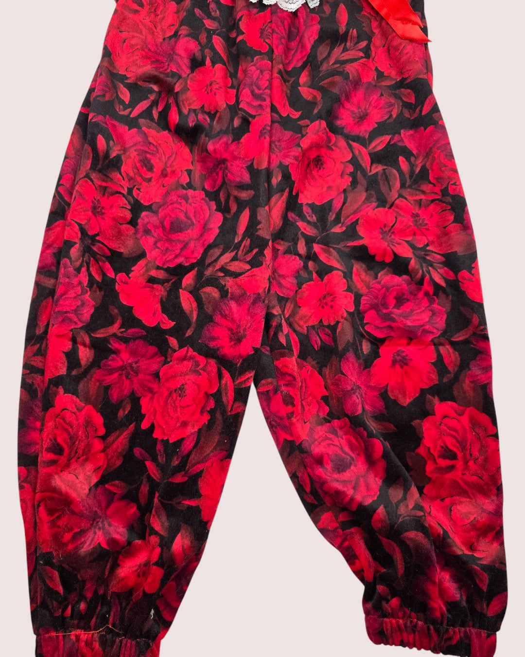 Vintage floral velvet romper best fit 2T