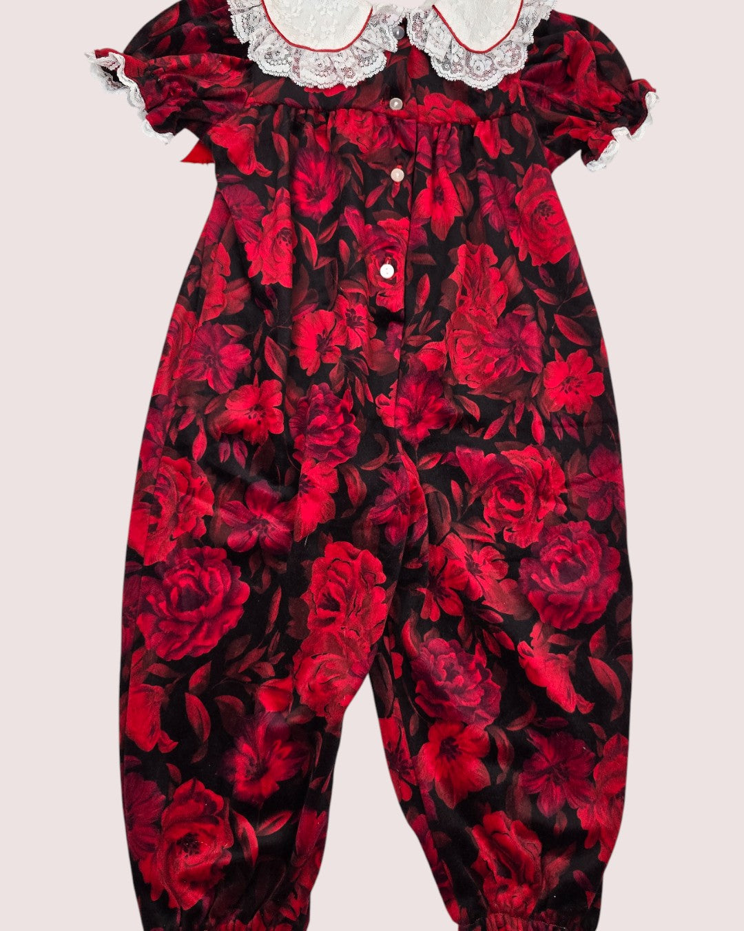 Vintage floral velvet romper best fit 2T