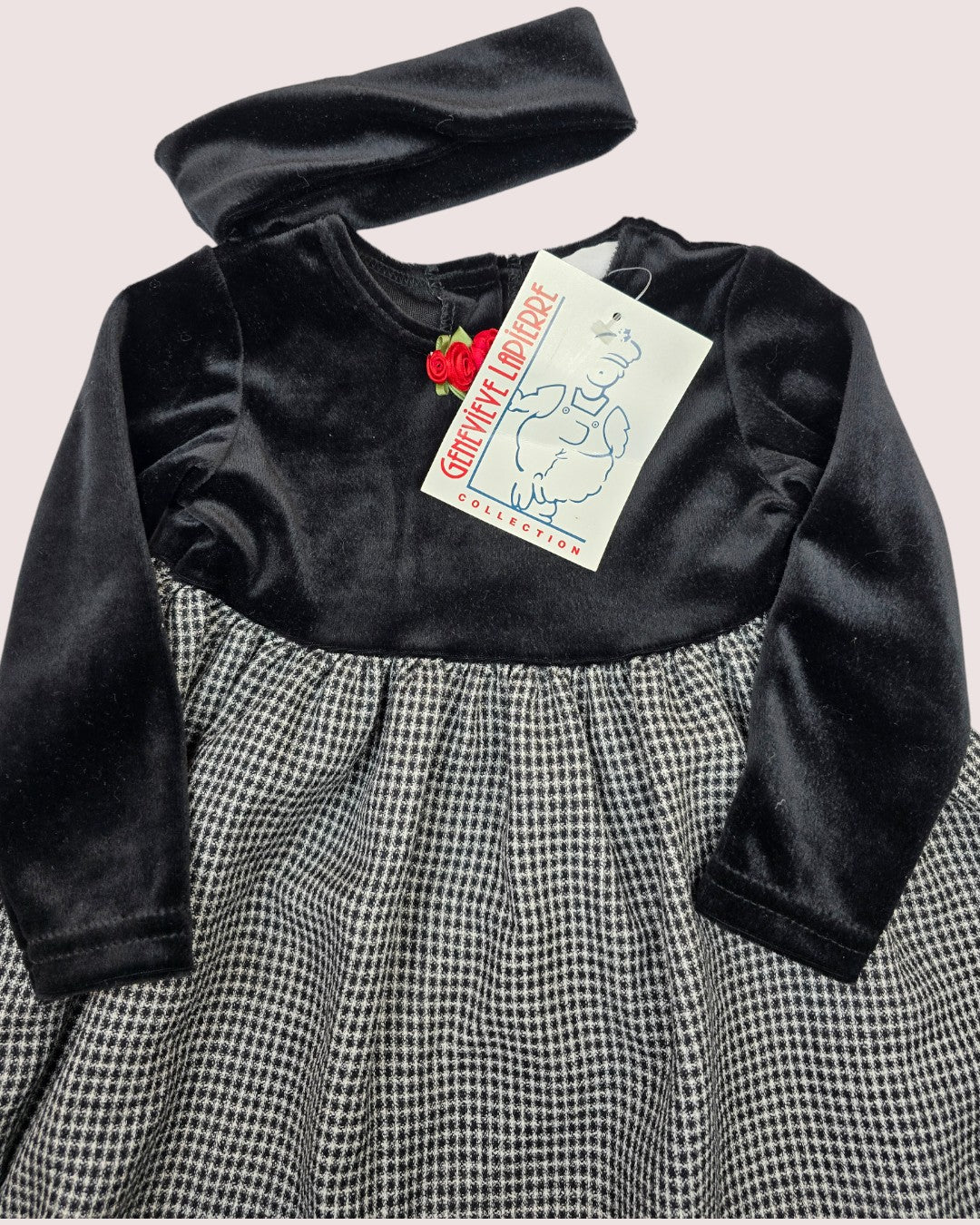 Vintage Genevieve LaPierre crushed velvet dress with matching headband NWT 2T