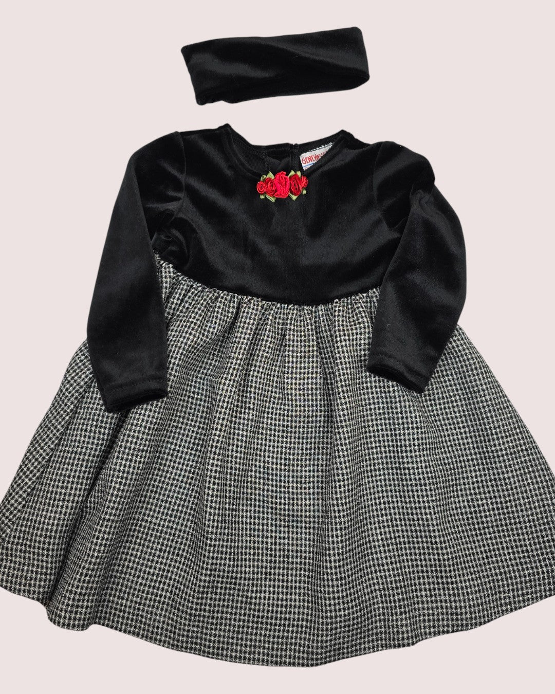 Vintage Genevieve LaPierre crushed velvet dress with matching headband NWT 2T