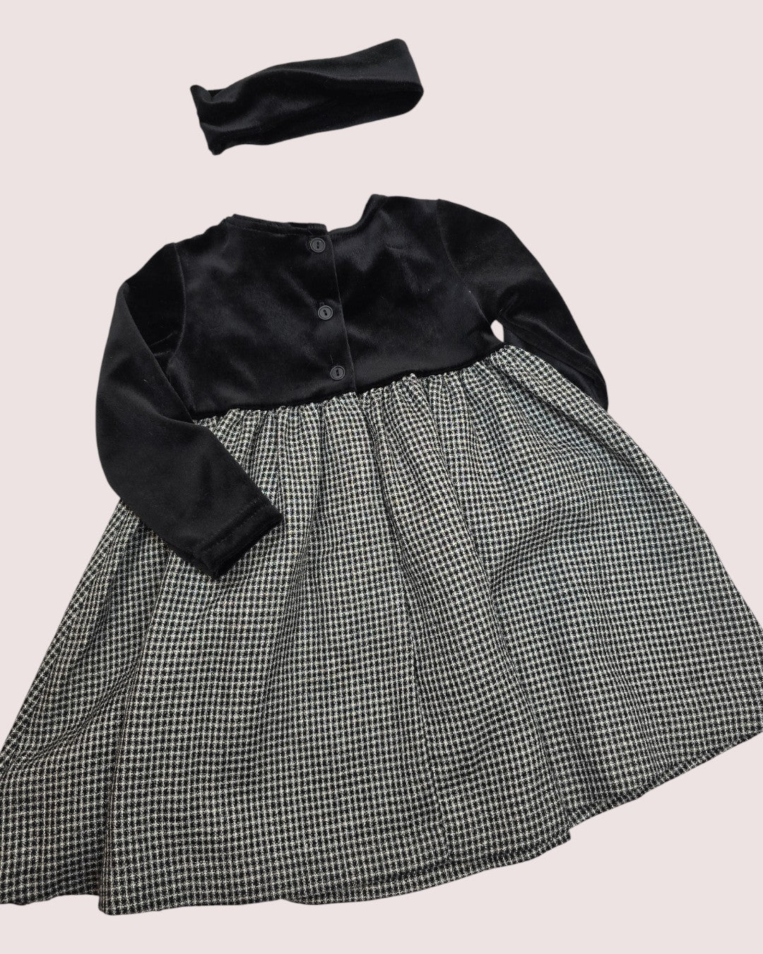 Vintage Genevieve LaPierre crushed velvet dress with matching headband NWT 2T