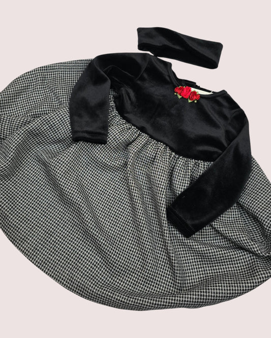 Vintage Genevieve LaPierre crushed velvet dress with matching headband NWT 2T