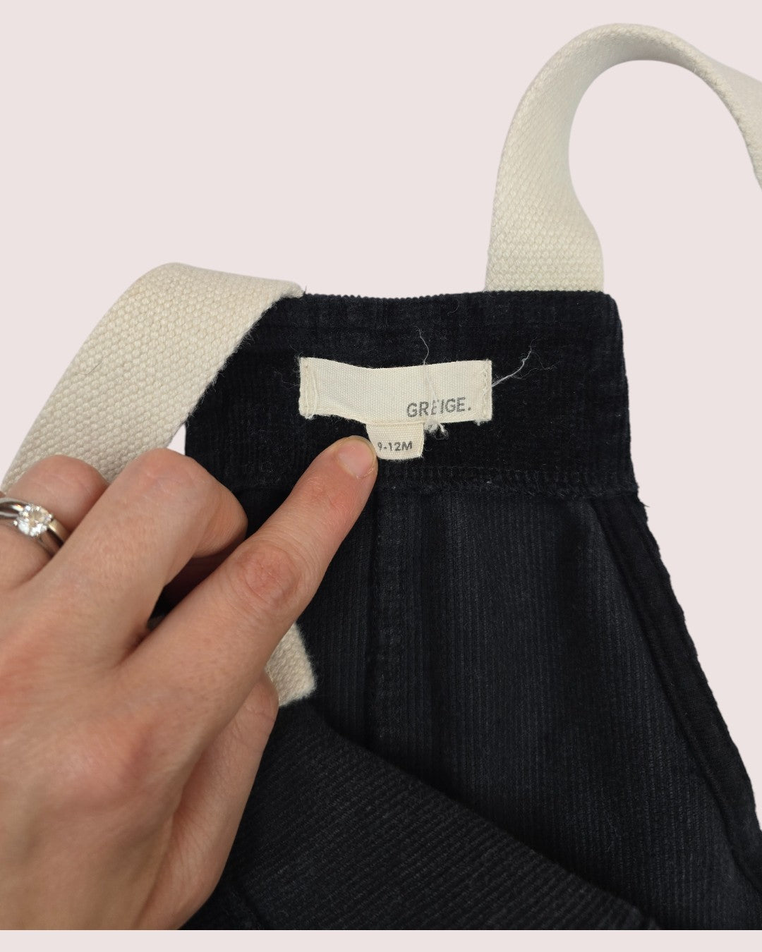 Greige pinwale overalls 9-12m