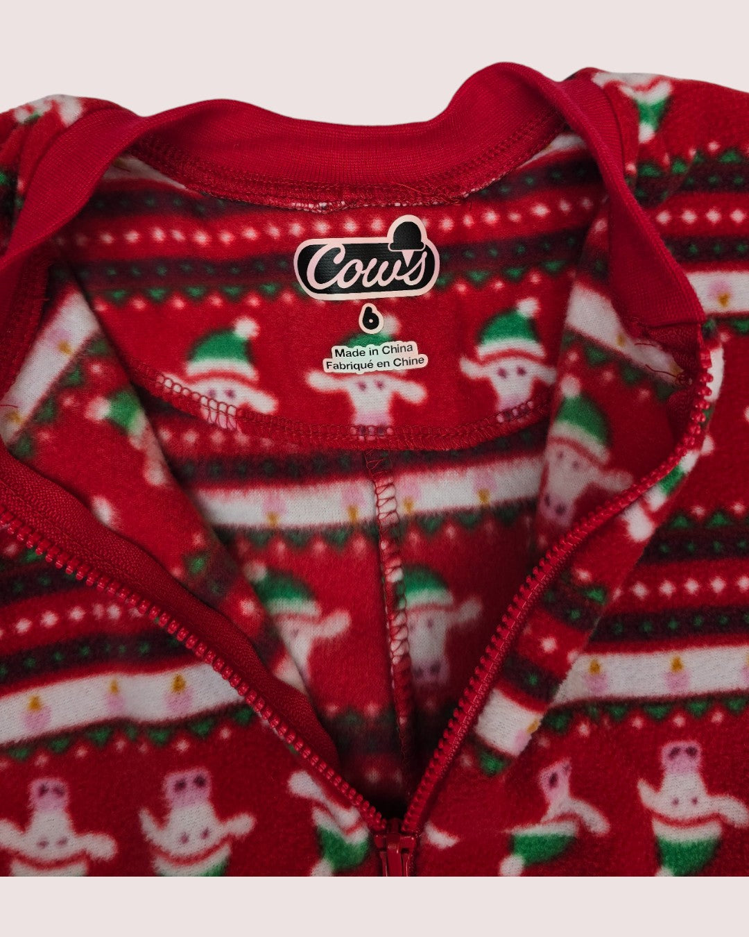 Cows fleece romper/sleeper Size 6