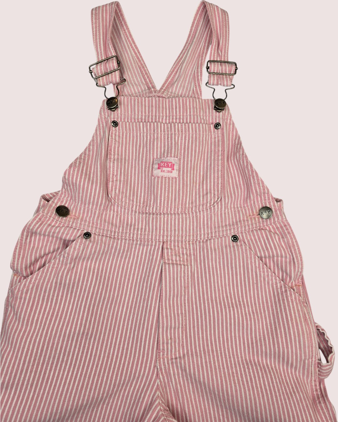 Key brand pink hickory stripe overalls Size 6