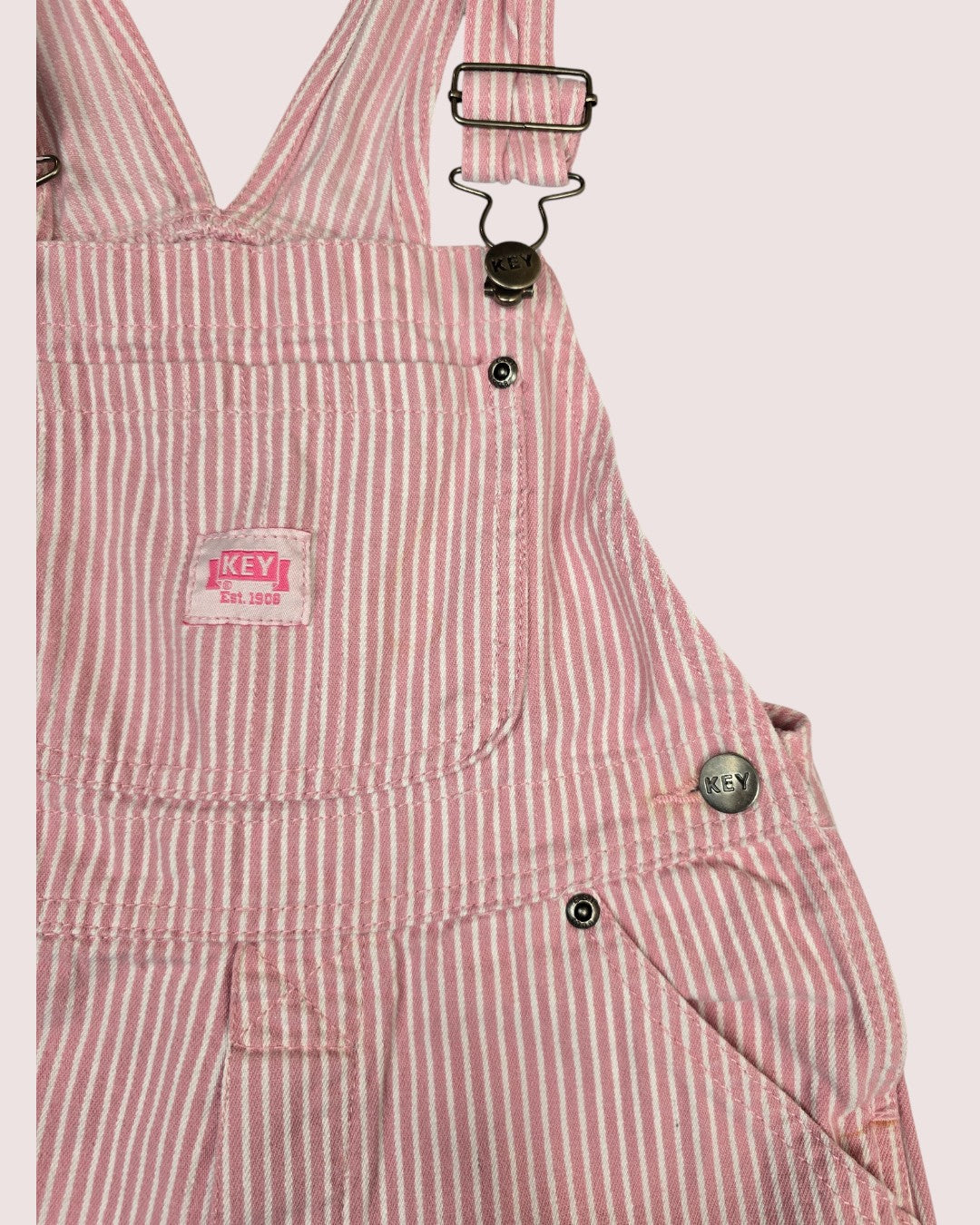 Key brand pink hickory stripe overalls Size 6