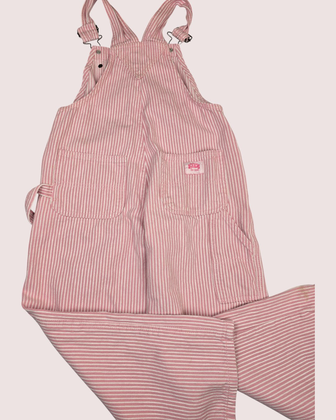 Key brand pink hickory stripe overalls Size 6