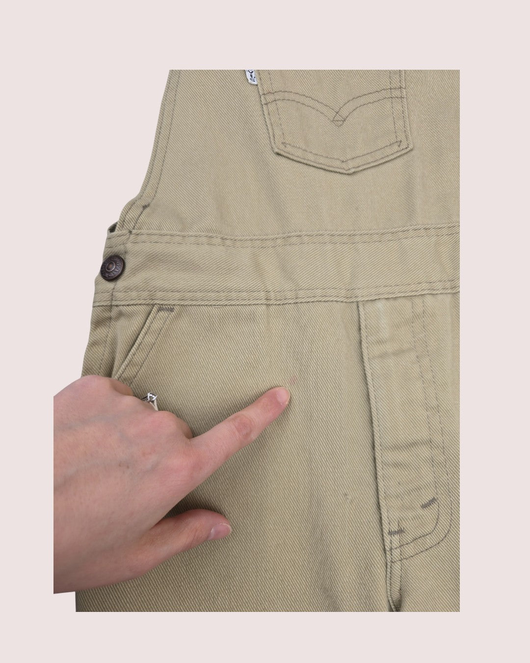 Vintage white tab Levis overalls with rainbow elastic straps Tagged 7Y