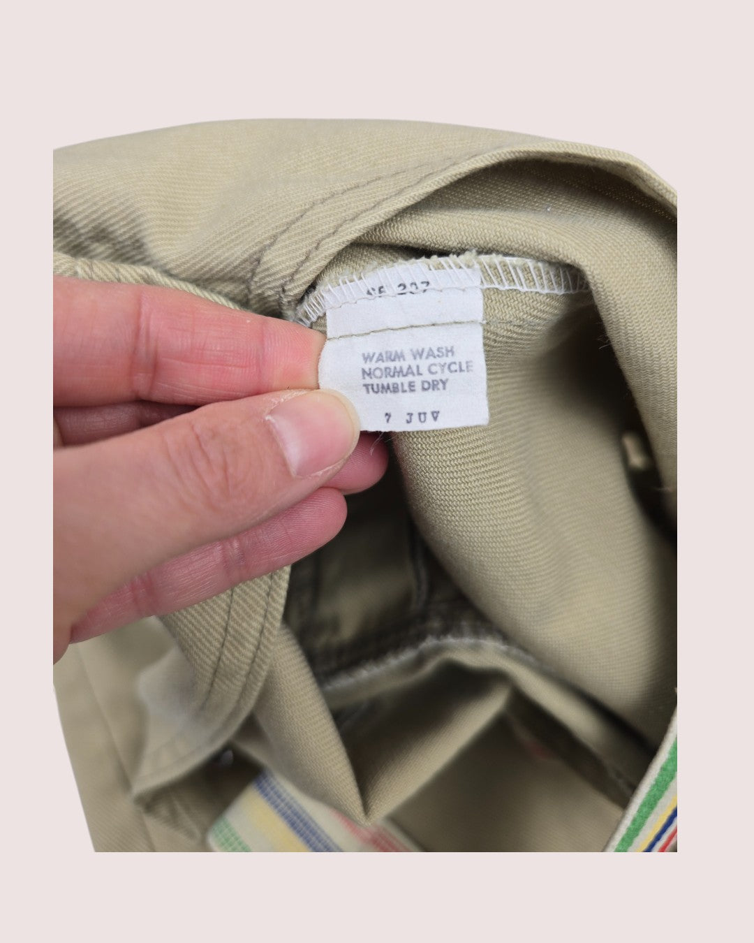 Vintage white tab Levis overalls with rainbow elastic straps Tagged 7Y