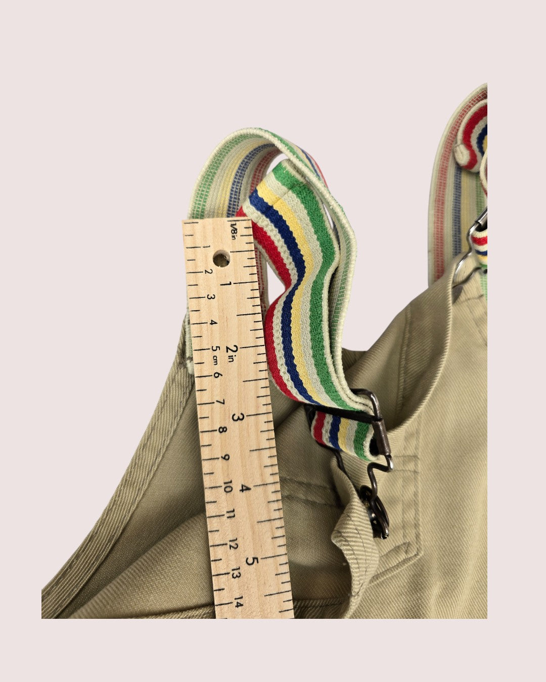 Vintage white tab Levis overalls with rainbow elastic straps Tagged 7Y