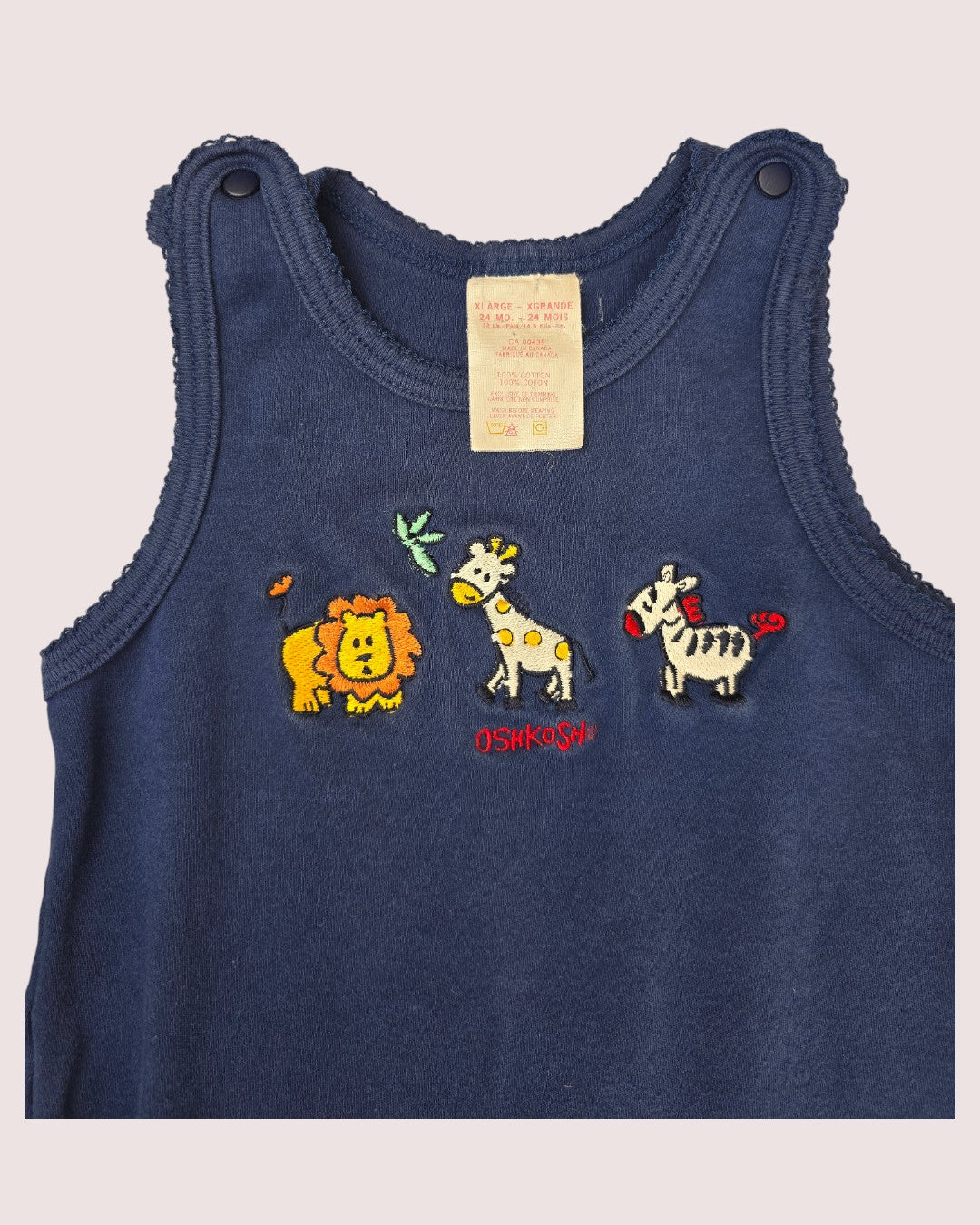 Vintage Oshkosh animal romper with striped tee 24m