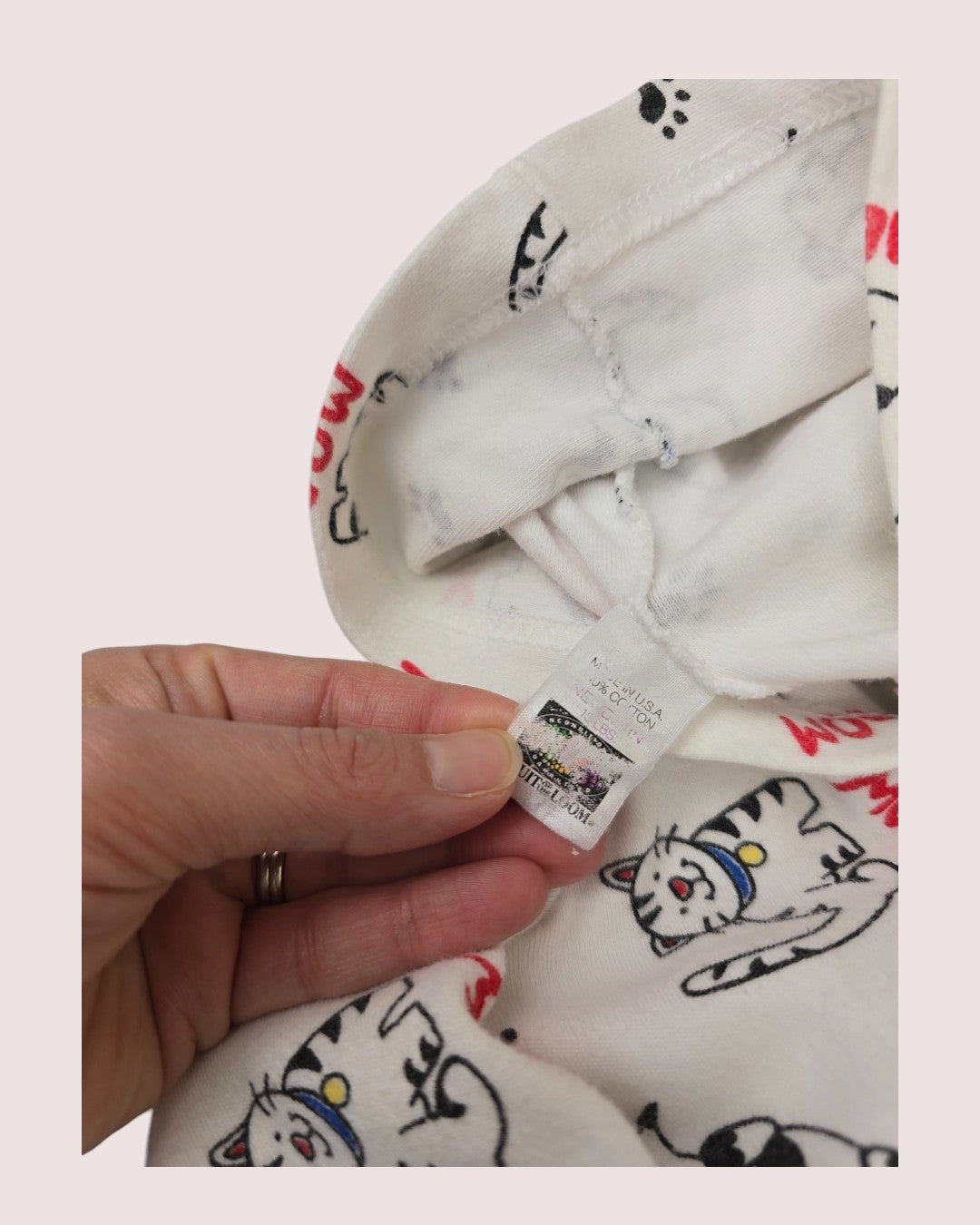 Vintage newborn sleeper cat and dog print