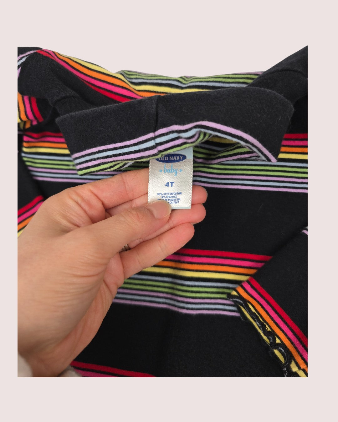 Vintage Nevada denim jumper with rainbow stitching and rainbow turtleneck 4T