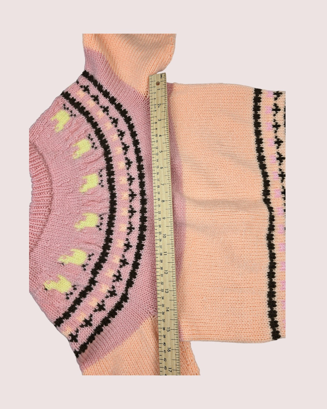 Handknit Fair Isle chicks and tulips handknit sweater Approx 5-7T