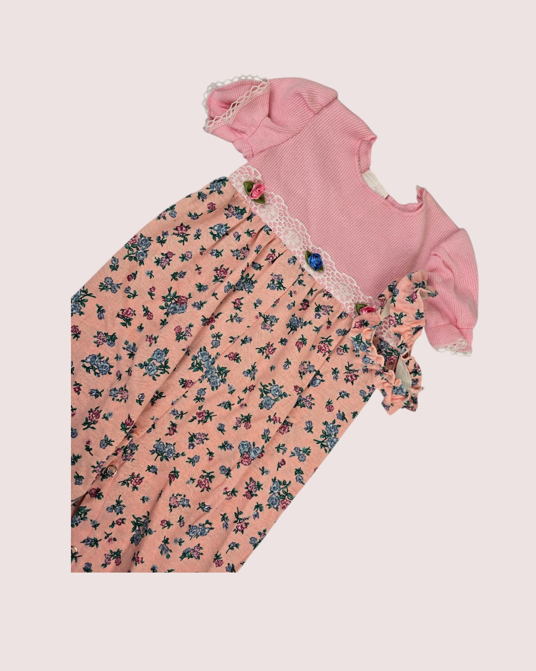 Vintage Little Princess floral romper with matching head band 24m