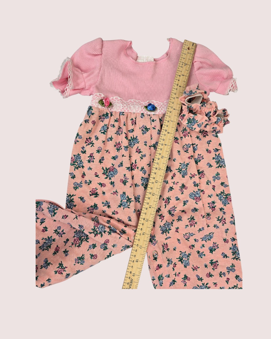 Vintage Little Princess floral romper with matching head band 24m