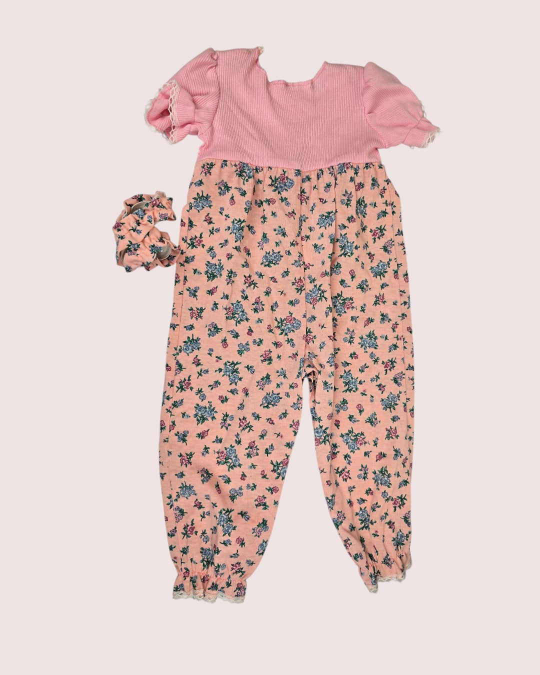 Vintage Little Princess floral romper with matching head band 24m