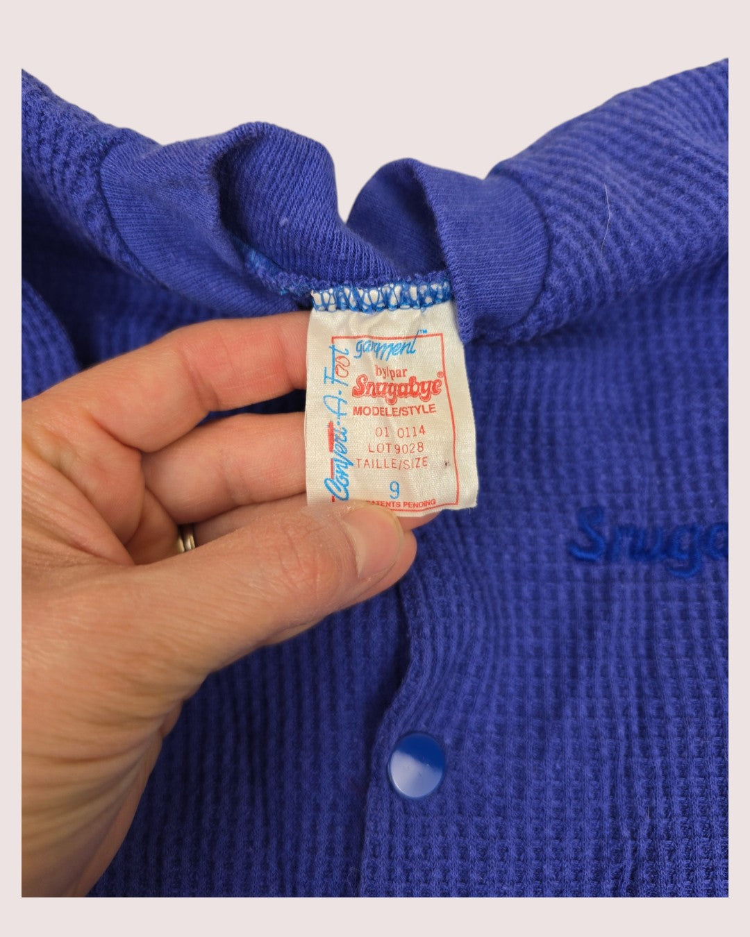 Vintage Snugabye waffle sleeper -royal blue Tagged 9lbs