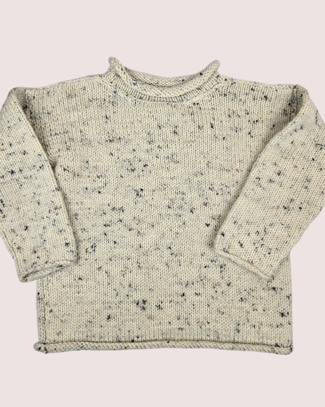 Handknit speckled sweater with rolled hem details Approx 4-5T