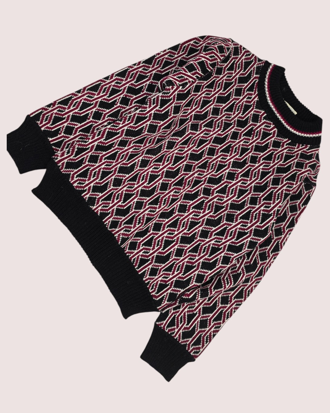 Vintage acrylic knit chain pattern sweater Approx 6-8Y